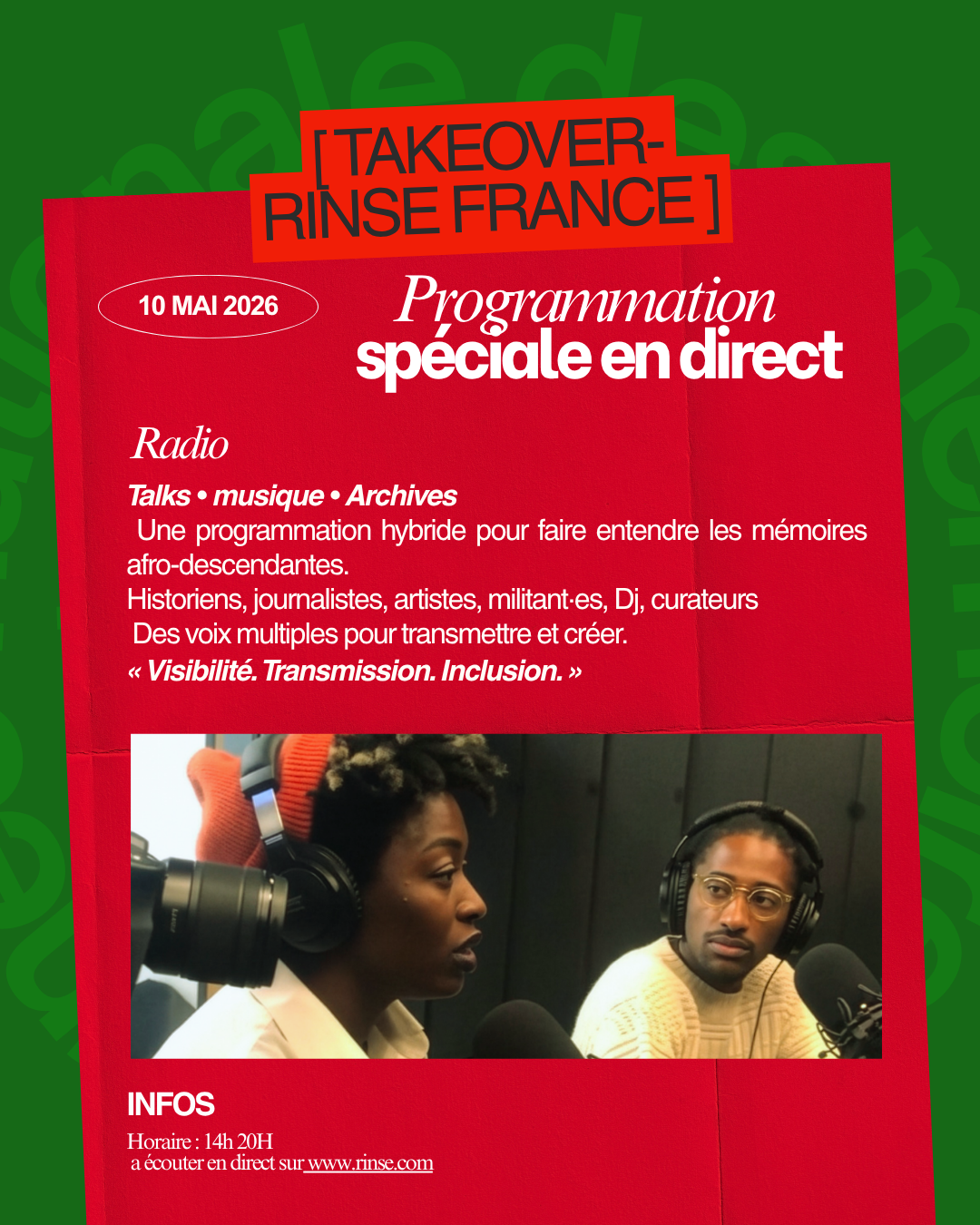 Takeover Rinse — 10 mai